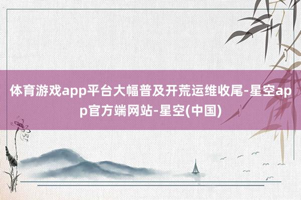 体育游戏app平台大幅普及开荒运维收尾-星空app官方端网站-星空(中国)