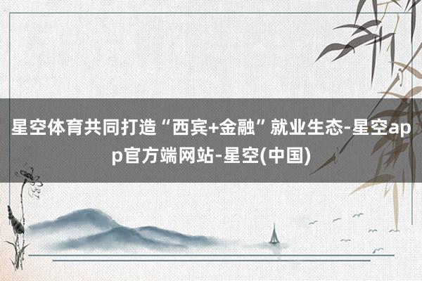星空体育共同打造“西宾+金融”就业生态-星空app官方端网站-星空(中国)